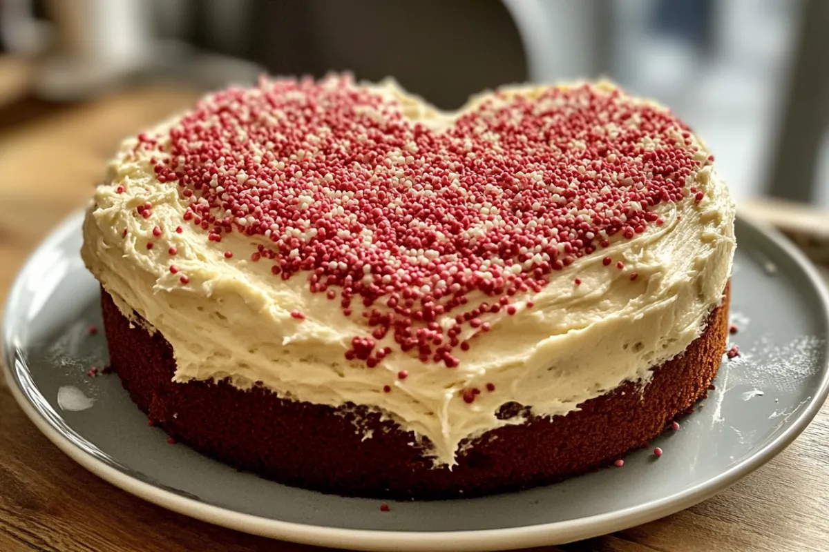 heart on a cake